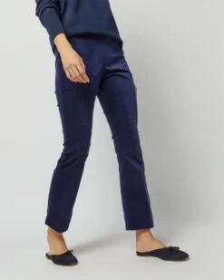 Faye Flare Cropped Pant In Navy Stretch Velveteen -ULLA JOHNSON || Joseph || A.P.C. Sales Store S72085 3855