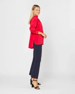 Colette Tie-Neck Blouse In Red Silk Crepe De Chine -ULLA JOHNSON || Joseph || A.P.C. Sales Store S72094 3179