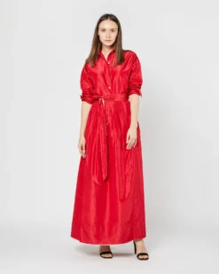 Elongated Elle Shirt In Red Silk Taffeta -ULLA JOHNSON || Joseph || A.P.C. Sales Store S72095 SAMPLE 2311