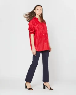 Elongated Elle Shirt In Red Silk Taffeta -ULLA JOHNSON || Joseph || A.P.C. Sales Store S72095 SAMPLE 2724