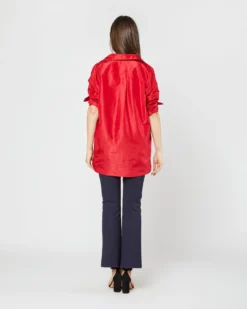 Elongated Elle Shirt In Red Silk Taffeta -ULLA JOHNSON || Joseph || A.P.C. Sales Store S72095 SAMPLE 2746