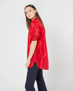 Elongated Elle Shirt In Red Silk Taffeta -ULLA JOHNSON || Joseph || A.P.C. Sales Store S72095 SAMPLE 2775
