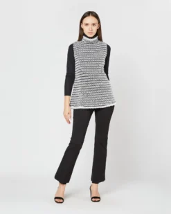 Sleeveless Ana Fringe Top In Ivory/Black Filagree Flower Wool -ULLA JOHNSON || Joseph || A.P.C. Sales Store S72099 3864