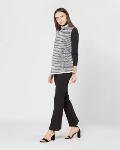 Sleeveless Ana Fringe Top In Ivory/Black Filagree Flower Wool -ULLA JOHNSON || Joseph || A.P.C. Sales Store S72099 3878