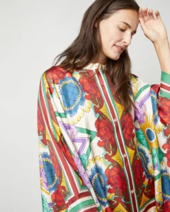 Foulard Shirt In Taormina Placée Ivory Twill Silk -ULLA JOHNSON || Joseph || A.P.C. Sales Store S72142 2193