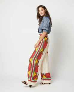 Palazzo Pant In Taormina Placée Ivory Twill Silk -ULLA JOHNSON || Joseph || A.P.C. Sales Store S72143 1817