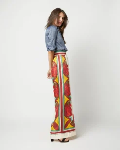 Palazzo Pant In Taormina Placée Ivory Twill Silk -ULLA JOHNSON || Joseph || A.P.C. Sales Store S72143 1839