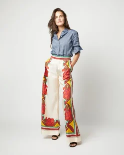 Palazzo Pant In Taormina Placée Ivory Twill Silk -ULLA JOHNSON || Joseph || A.P.C. Sales Store S72143 1865