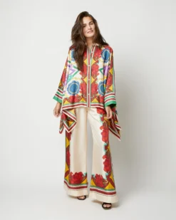 Foulard Shirt In Taormina Placée Ivory Twill Silk -ULLA JOHNSON || Joseph || A.P.C. Sales Store S72143 1953