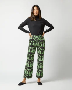 Hendrix Pant In Green Papyrus Heavy Stretch Cotton