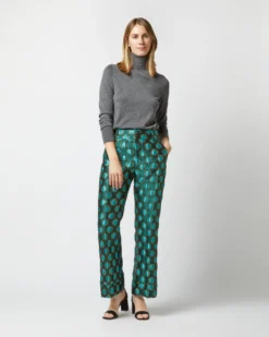 Hendrix Pant In Winter Sun Emerald Jacquard