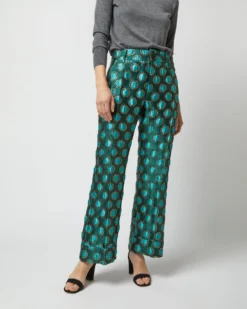 Hendrix Pant In Winter Sun Emerald Jacquard -ULLA JOHNSON || Joseph || A.P.C. Sales Store S72961 868