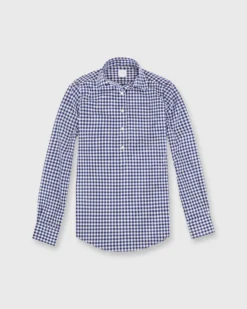 Tomboy Popover Shirt In Navy Gingham Poplin